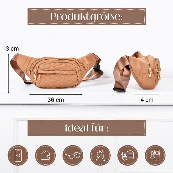 Nylon-Gürteltasche mit RFID-Schutz, 36x4x13cm, Khaki image number 5