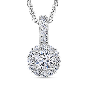 LUXURIANT SI-GH Labor Diamant Anh&auml;nger mit 50cm Kette, 925 Silber rhodiniert - 0,50 ct.