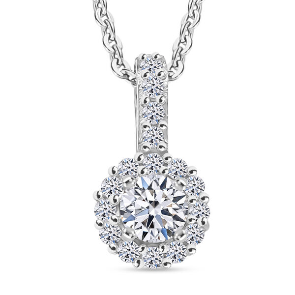 LUXURIANT SI-GH Labor Diamant Anh&auml;nger mit 50cm Kette, 925 Silber rhodiniert - 0,50 ct.