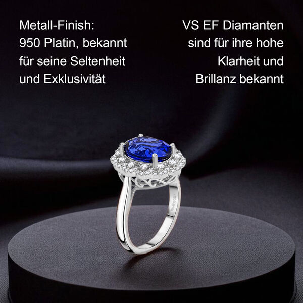 RHAPSODY AAAA Tansanit und VS EF Diamant-Ring in 950 Platin - 5 ct. image number 2