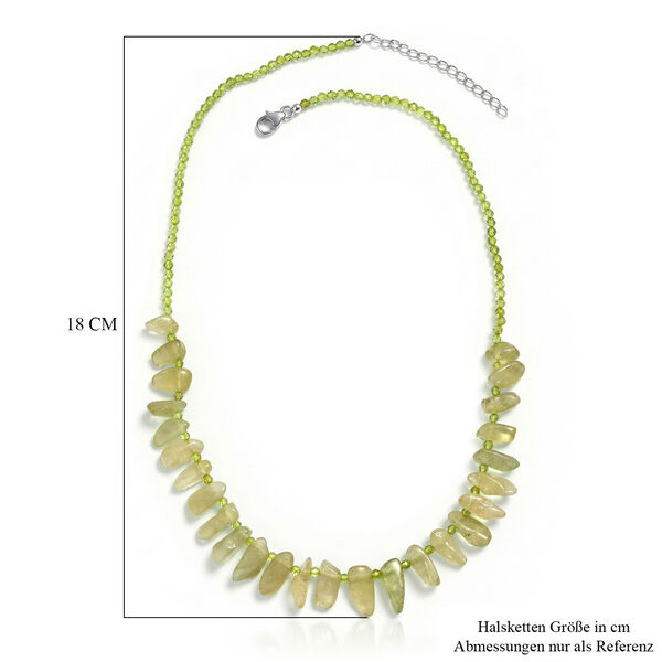 D'Joy nat&uuml;rliche gr&uuml;ne Kunzit und Peridot 45+5cm Halskette - 110 ct. image number 5