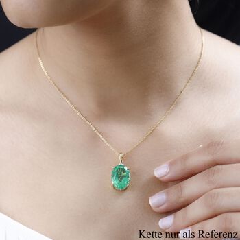 Smaragd-Triplette-Quarz, Wei&szlig;er Zirkon Anh&auml;nger 925 Silber Gelbgold Vermeil ca. 9,83 ct.
