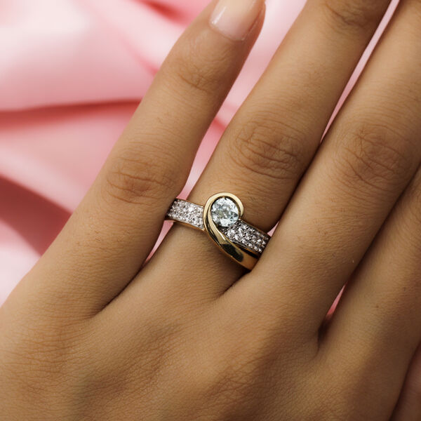 Blauer Zirkon Ring 925 Silber vergoldet  ca. 1,48 ct image number 3