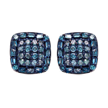 Blaue Diamant Ohrringe, 925 Silber platiniert, ca. 0.33 ct