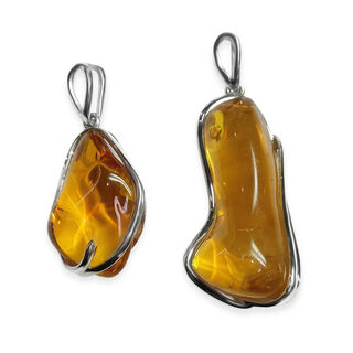 Natürlicher Baltischer Bernstein mit INSEKT (XXL) Anhänger 925 Silber