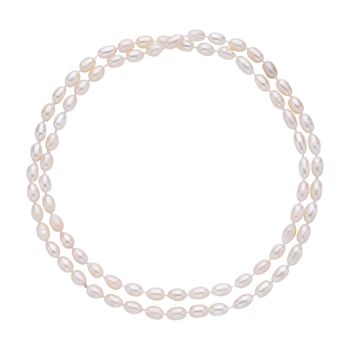 Wei&szlig;e S&uuml;&szlig;wasserzucht-Reiskorn-Perlen Halskette, 75 cm