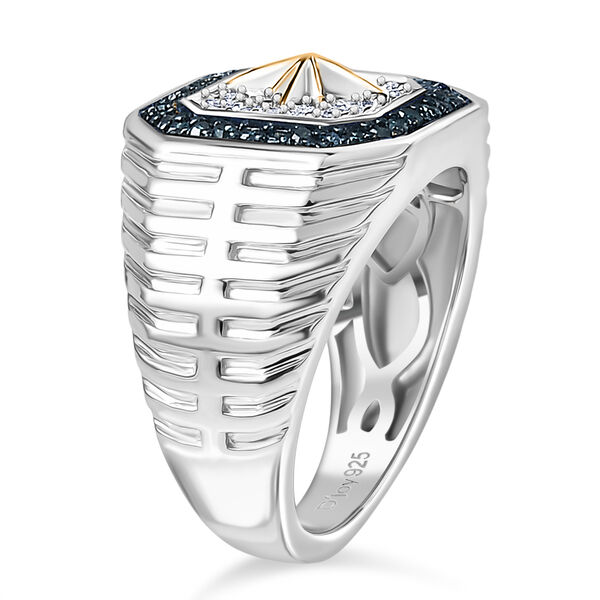 D'Joy blauer und wei&szlig;er Diamant zweifarbiger Herrenring - 0,47 ct. image number 5