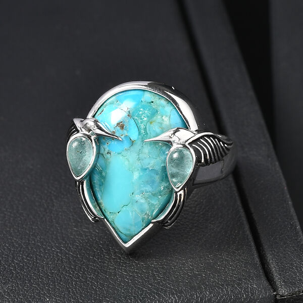 Sajen Silber - Kolibri-Harmonie-Ring, T&uuml;rkis, Apatit 925 Silber rhodiniert (Gr&ouml;&szlig;e 18.00) ca. 8.85 ct image number 2