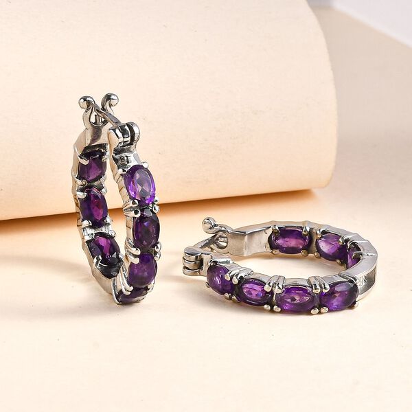 Afrikanischer Amethyst Ohrringe  Edelstahl ca. 5,53 ct. image number 2