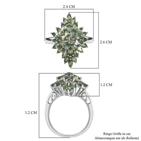 Natürlicher grüner Apatit Ring 925 Silber rhodiniert (Größe 17.00) ca. 2,91 ct image number 6