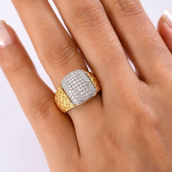 LUXURIANT DIAMOND - Lab Grown Diamant SI-GH SGL zertifiziert Ring 925 Silber 750 Gelbgold Vermeil (Gr&ouml;&szlig;e 17.00) ca. 1,00 ct image number 2