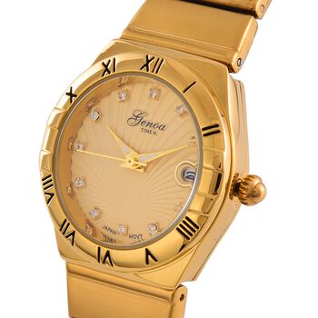 Wei&szlig;er Kristall Uhren 19 cm Reiner Edelstahl Bicolor