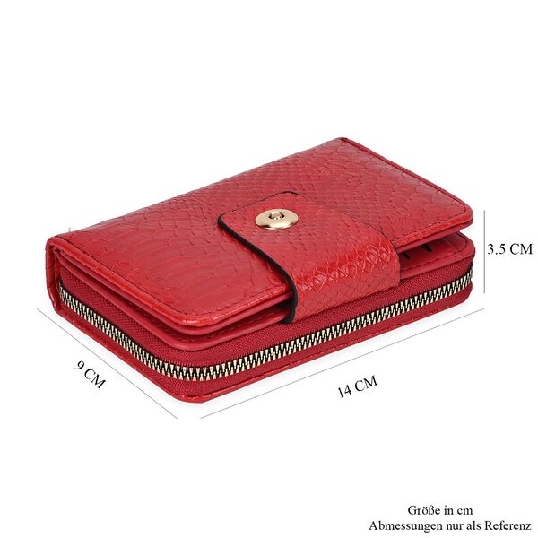 Geprägtes Schlangenhaut-Design: RFID-Schutz PU Leder Geldbörse, Größe: 14x3.5x9cm, Rot image number 9