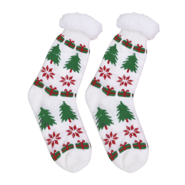 2er-Set W&auml;rmflasche mit Pl&uuml;schbezug, 2000ml und 1 Paar rutschfeste Haus Socken mit Sherpa Futter, Einheitsgr&ouml;&szlig;e 18x32 cm&nbsp; image number 2