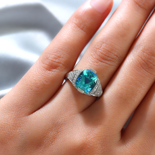 Pfau Triplett Quarz und Zirkon Ring 925 Silber platiniert image number 3