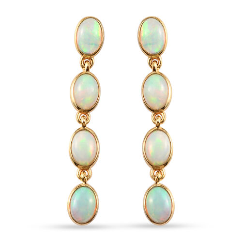 Natürlicher Äthiopischer Opal Ohrringe 925 Silber vergoldet ca. 2,83 ct image number 0