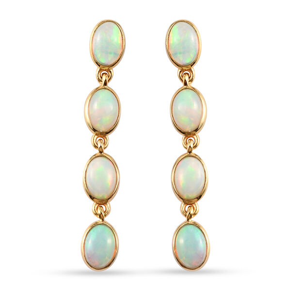 Natürlicher Äthiopischer Opal Ohrringe 925 Silber vergoldet ca. 2,83 ct image number 0