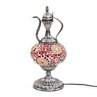 Handgefertigte, orientalische Mosaikglas Tischlampe in Weinkrugform, Größe 18x18x34 cm, Kreise rot image number 0