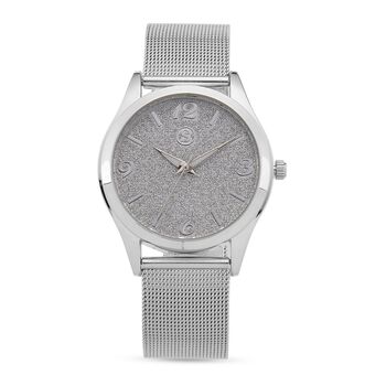 STRADA Stardust Zifferblattuhr mit japanischem Uhrwerk und silberfarbenem 316L Edelstahl -Mesh-Armband