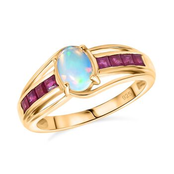 AA Nat&uuml;rlicher, &auml;thiopischer Welo Opal und afrikanischer Rubin Ring - 1 ct.