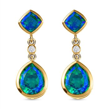 Pfau Triplett Quarz Ohrringe, 925 Silber vergoldet ca. 9,77 ct