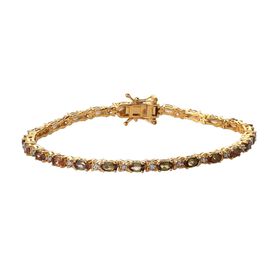 Natürliches Jenipapo Andalusit und weißes Zirkon Armband, ca. 19 cm, 925 Silber Gelbgold Vermeil ca. 6.02 ct