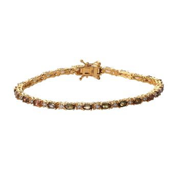Nat&uuml;rliches Jenipapo Andalusit und wei&szlig;es Zirkon Armband, ca. 19 cm, 925 Silber Gelbgold Vermeil ca. 6.02 ct