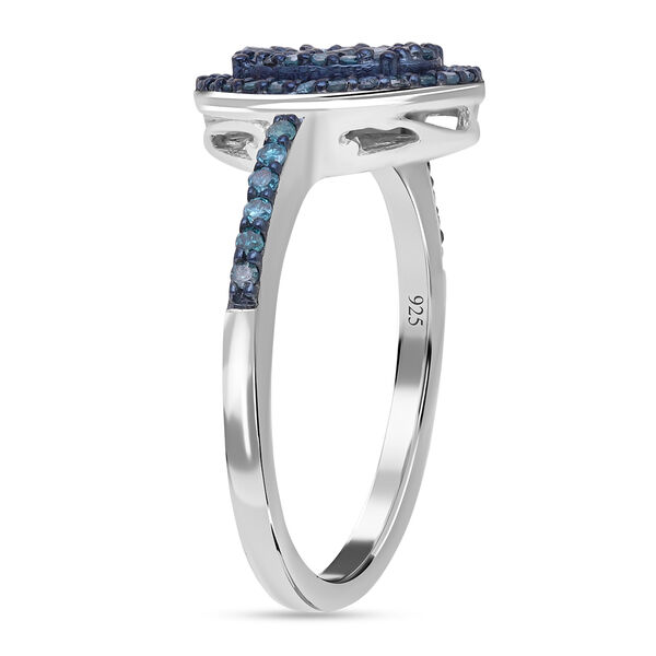 Blauer Diamant Ring, 925 Silber platiniert (Gr&ouml;&szlig;e 17.00) ca. 0.50 ct image number 4
