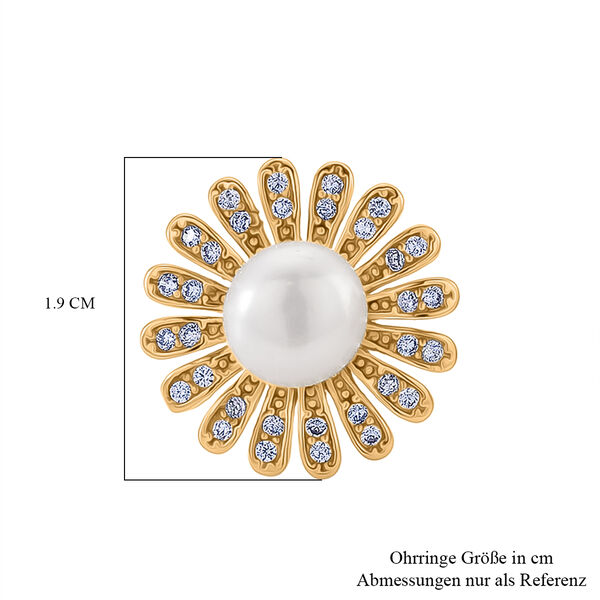 Lila Süßwasser Perle, Weißer Zirkonia Ohrringe Nickelfreies Messing Standard 7.00 ct image number 4