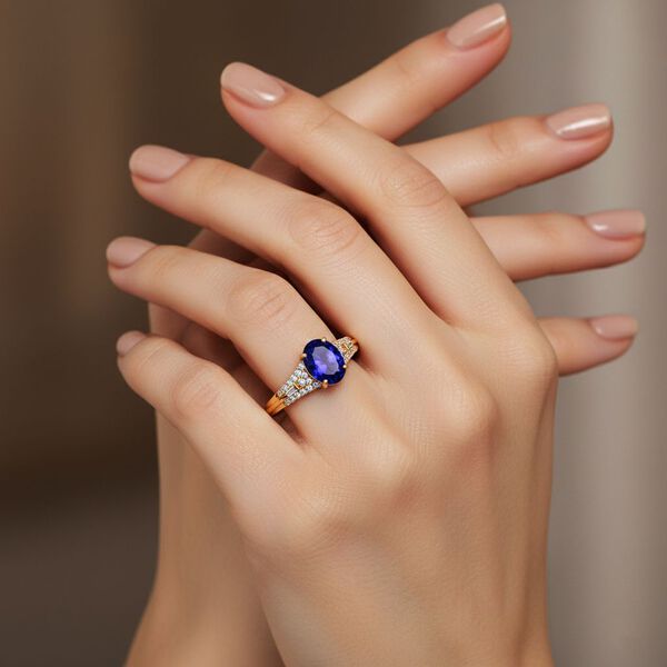 LUXURIANT DIAMANT - AAA Tansanit, Lab Grown Diamant Ring 375 Gold (Größe 19.00) ca. 1,53 ct image number 2