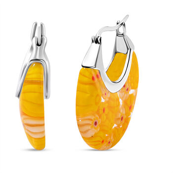 Gelbe Huggie-Ohrringe im Murano-Stil