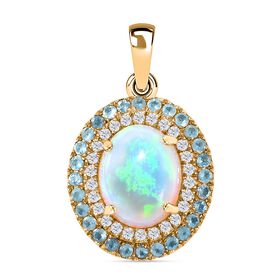 AA Natürlicher, äthiopischer Welo Opal, Paraiba-Apatit und Moissanit-Anhänger - 3,02 ct.