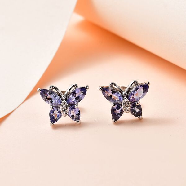 Tansanit und Zirkon Ohrringe - 1,58 ct. image number 2