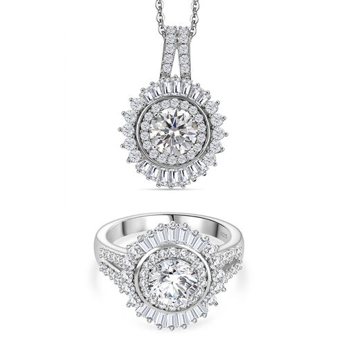 Moissanit Anhänger mit 50cm Kette und Ring image number 0