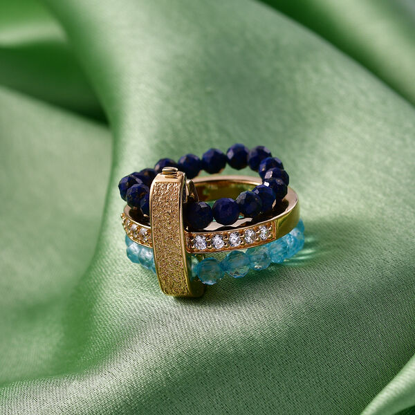 EVER TRUE Apatit, Lapislazuli Ring Nickelfreies Messing (Gr&ouml;&szlig;e 17.00) image number 1