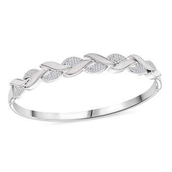 Wei&szlig;er Zirkonia, KokosnussMuschel Armreif ca. 19 cm Nickelfreies Messing