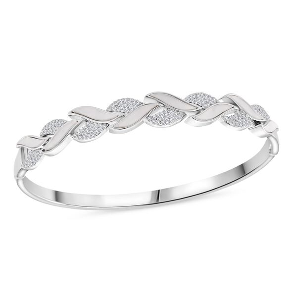 Weißer Zirkonia, KokosnussMuschel Armreif ca. 19 cm Nickelfreies Messing Standard 0.51 ct image number 4