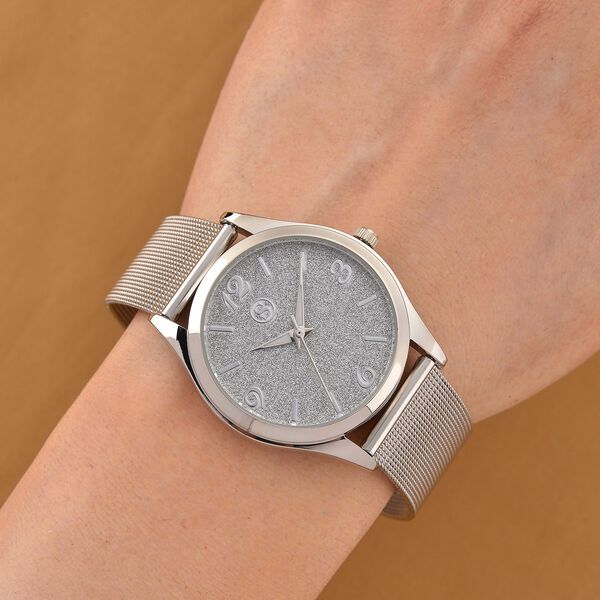 STRADA Stardust Zifferblattuhr mit japanischem Uhrwerk und silberfarbenem 316L Edelstahl -Mesh-Armband image number 2