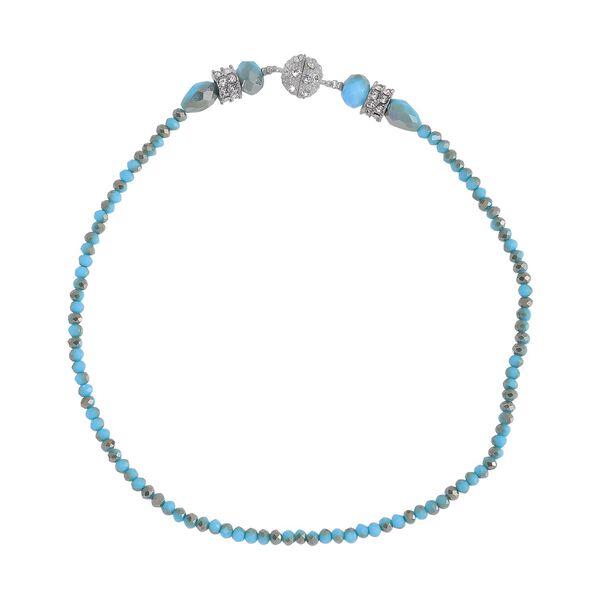 2er Set - Blau und Braun Kristall, Weißer Kristall Halskette und Ohrringe image number 6