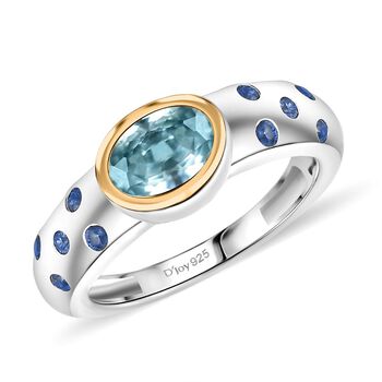 D'Joy Blauer Zirkon, Blauer Saphir Ring 925 Silber rhodiniert (Gr&ouml;&szlig;e 20.00) ca. 1,41 ct