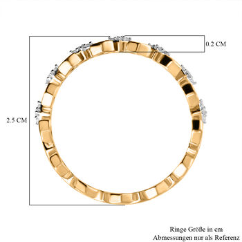 Wei&szlig;er Diamant Ring, 925 Silber Gelbgold Vermeil - 0,14 ct.