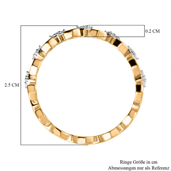 Weißer Diamant Ring, 925 Silber Gelbgold Vermeil - 0,14 ct. image number 3