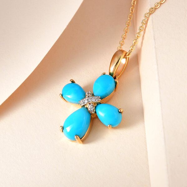 Amerikanischer, nat&uuml;rlicher Sleeping Beauty T&uuml;rkis-Anh&auml;nger mit Kette, 925 Silber vergoldet ca. 1.99 ct image number 3