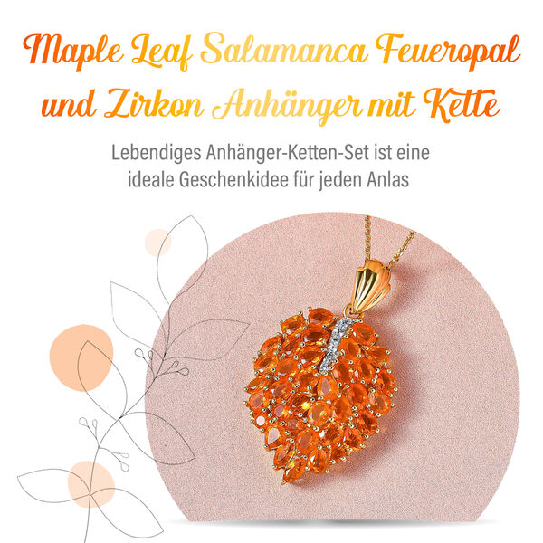 Maple Leaf Salamanca Feueropal und Zirkon Anhänger mit Kette image number 4