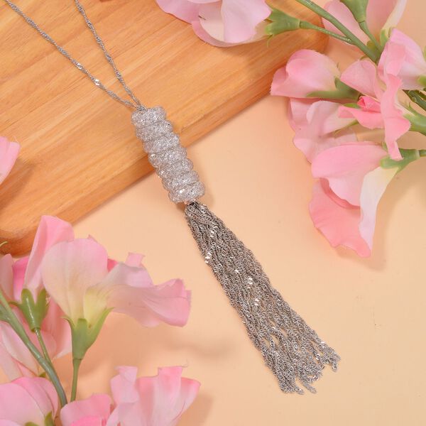 Weißer Kristall Halskette ca. 70 cm Reines Messing image number 2