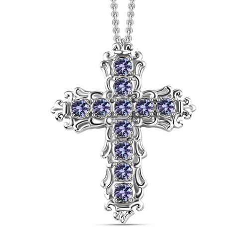 Tansanit Kreuz-Anhänger mit Kette, 50 cm - 1,15 ct. image number 0