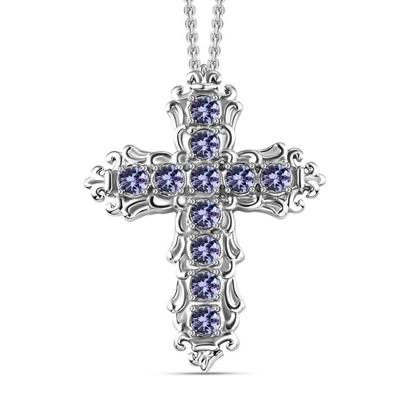 Tansanit Kreuz-Anhänger mit Kette, 50 cm - 1,15 ct. image number 0