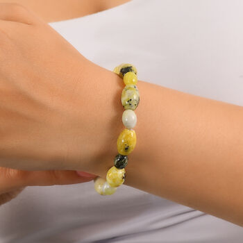 Flexibles gelbes T&uuml;rkis und Serpentin Armband - 130 ct.