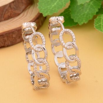 Wei&szlig;e Zirkonia Creolen, silberfarben, 0.20 ct