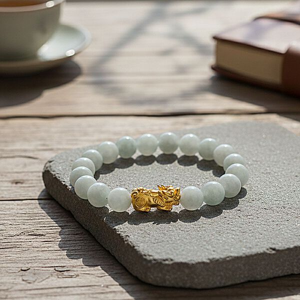 D'Joy Weiße Jade Armband Flexibles (18 - 19 cm) 925 Silber vergoldet ca. 150,00 ct. image number 1